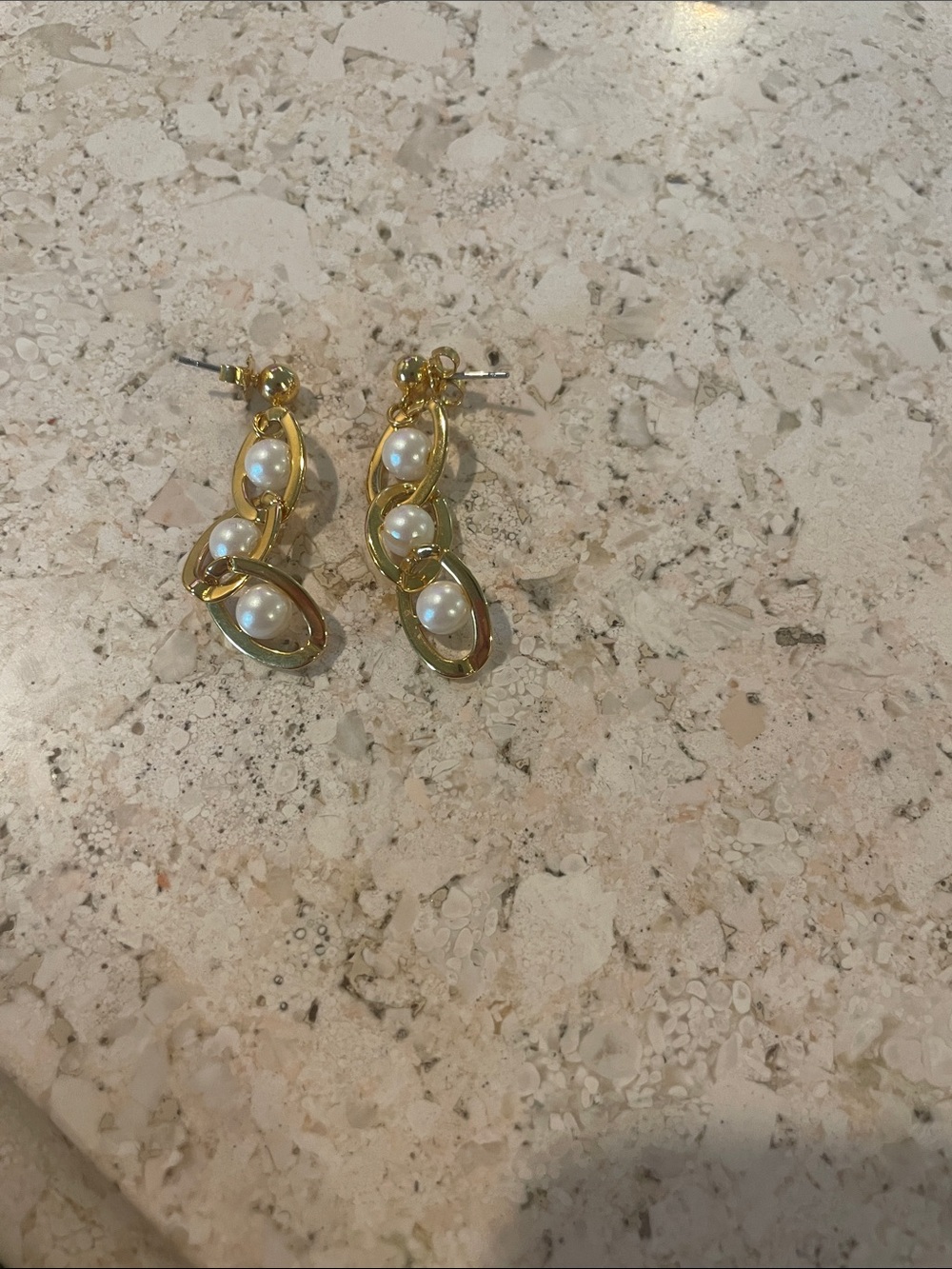 Gold Pearl Drop Earrings - Women Jewelry